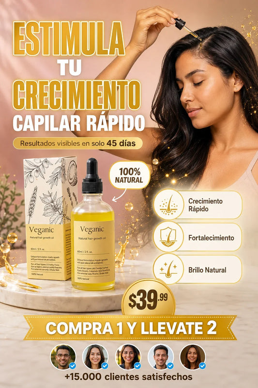 2X1 Aceite Veganic Para Crecimiento De Cabello